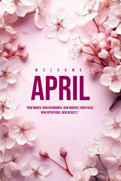 April Note Cards Floral April greeting card Template | PosterMyWall