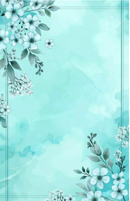 Floral Aqua Bloom Border Tabloid Template | PosterMyWall
