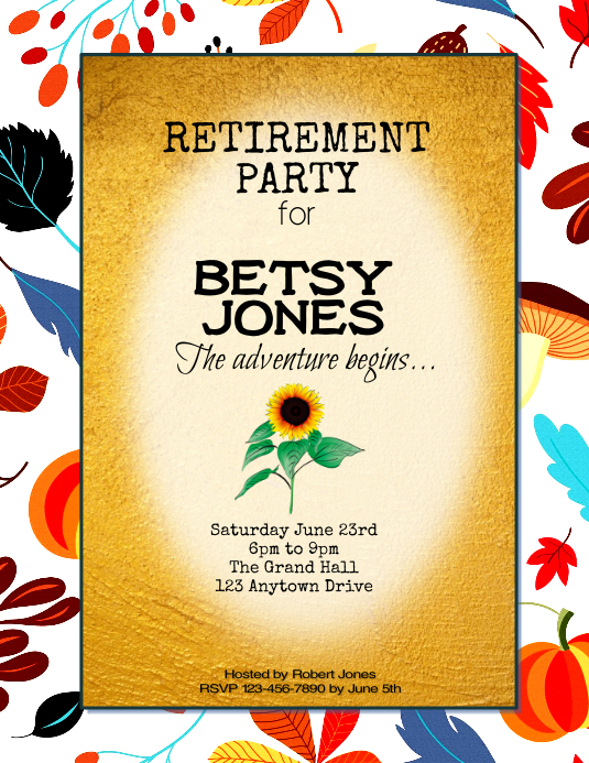 Fall Retirement Invitations Autumn Retirement Party Invitations Fall Party Invitations, Autumn