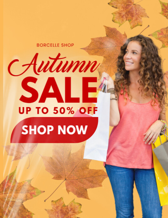 Floral Autumn Sale Pamflet (letter As) Template | PosterMyWall