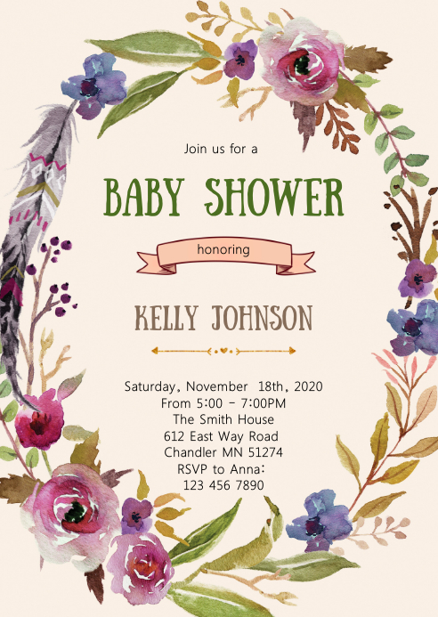 Floral baby shower invitation Template | PosterMyWall