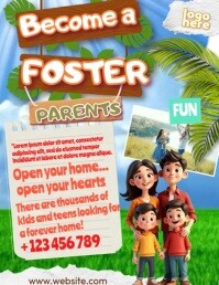 Floral Become A Foster Parents  Flyer (us Letter) Volante (Carta US) template