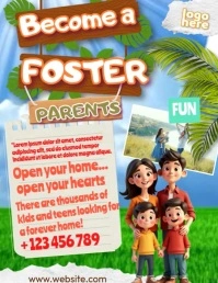 Floral Become A Foster Parents  Flyer (us Letter) template