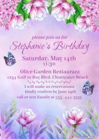 Floral Birthday Party Invitation A6 template