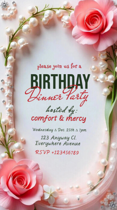 Copy of Floral Birthdays Dinner Party Invite Whatsapp Status | PosterMyWall