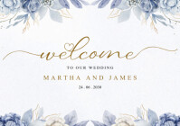 Floral Blue And White Elegant Floral Watercolor Welcome Wedding Poster A2 template