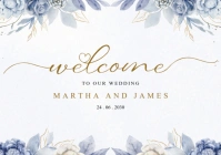 Floral Blue And White Elegant Floral Watercolor Welcome Wedding Poster A2 template
