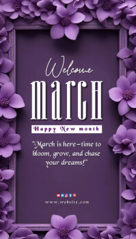 Floral Blue Background Pastel Welcome March  Business Card Visitkort template