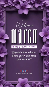 Floral Blue Background Pastel Welcome March  Business Card template