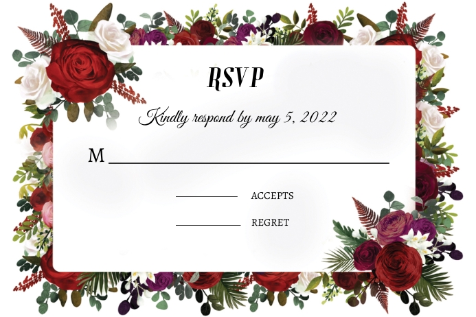 floral bordar Elegant RSVP CARD (3) Etykieta template