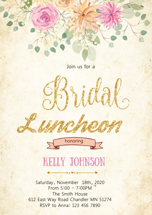 Floral Bridal Luncheon Invitation Template Postermywall