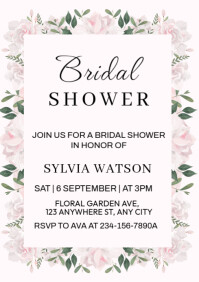 Floral Bridal Shower Invitation Template  A4