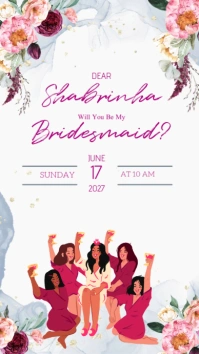 Floral Bridesmaid  Digital Display (9:16) template