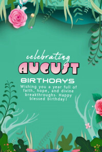 Floral Celebrating August Birthdays  Banner 4' × 6' template