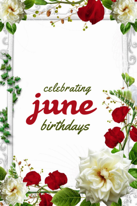 Floral Celebrating June Birthdays  Banner 4' × 6' template