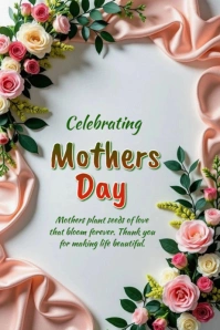 Floral Celebrating Mother's Day  Banner 4' × 6' template