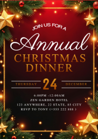 Floral Christmas Dinner Party A3 template