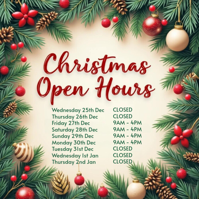 Floral Christmas Open Hours Template Instagram Post PosterMyWall floral-christmas-open-hours-template-instagram-post-postermywall
