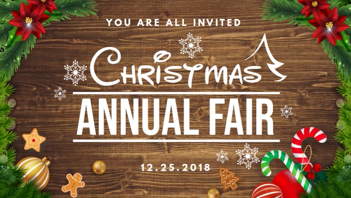 Floral Christmas Party Invitation Facebook Cover Template | PosterMyWall