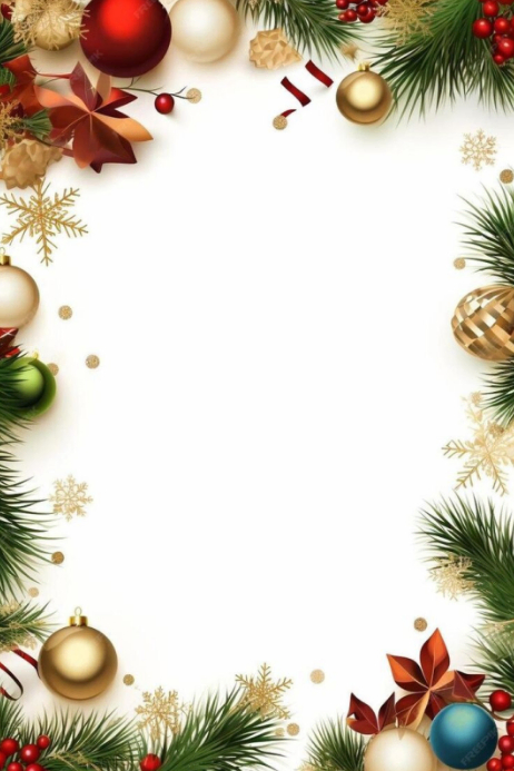 Floral Christmas Pine Frame Poster Template | PosterMyWall