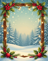 Floral Christmas Themed Background Design Template  Instagram Portrait