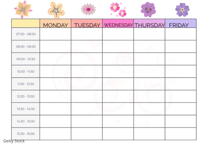 Timetable A4 FLORAL CLASSROOM TIMETABLE Template | PosterMyWall