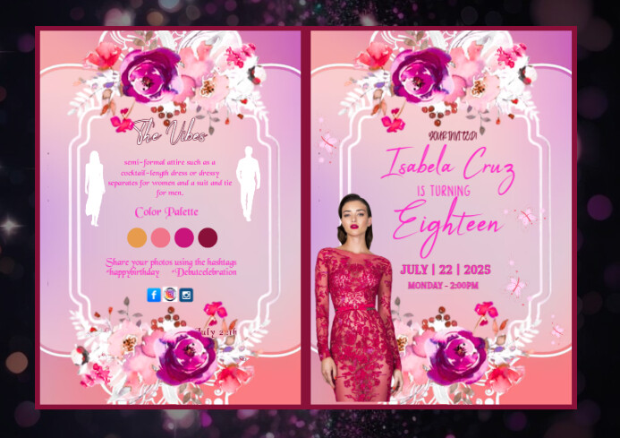 Sample Debut Design Layout For Posting Floral Debut Invitation Design Templat | PosterMyWall