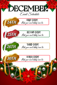 Floral December Event Schedule Video Flyer/poster Template Poster Plakat