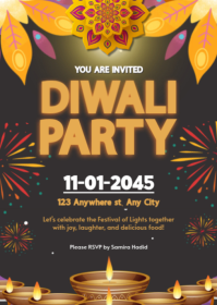 Floral Diwali Party Invitation Template  A6