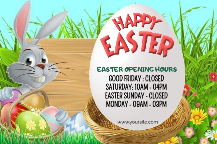 Floral Easter Business Opening Hours  Poster Cartaz template