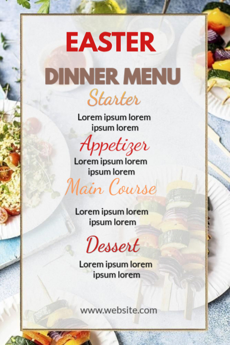 Plantilla de Floral Easter dinner menu Pinterest grsphics | PosterMyWall
