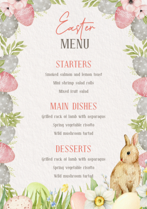 Floral Easter Menu Template | PosterMyWall