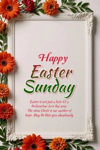 Floral Easter Sunday  Banner 4' × 6' template