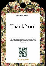 Floral Editable Thank You Card A4 template