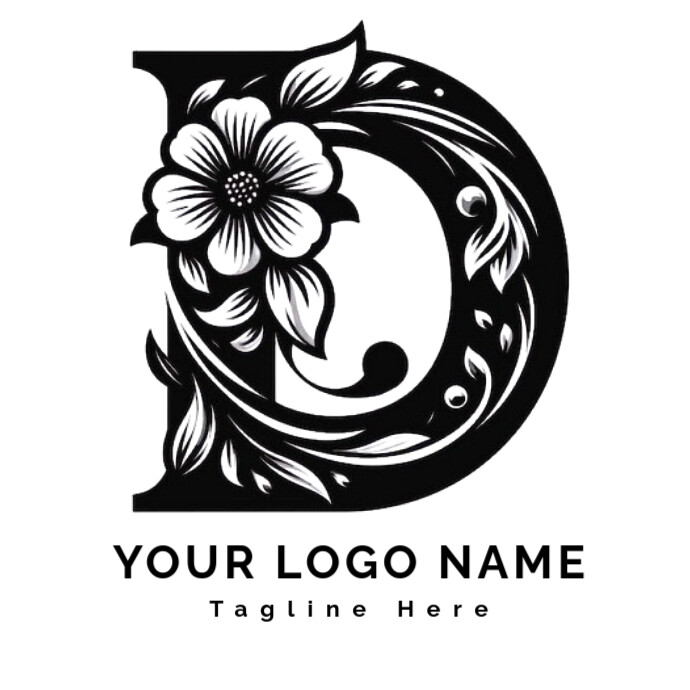 Floral Elegant Floral Letter D  Logo template