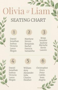 Floral Elegant Greenery Wedding Seating Chart Template Tabloid