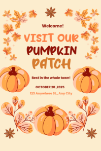 Floral Fall Pumpkin Patch  Poster template