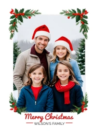 Floral Family Christmas Card A6 template