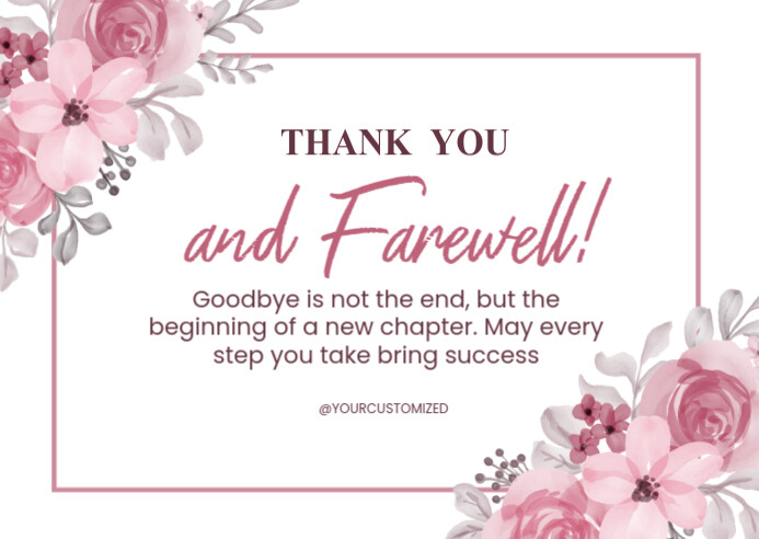Floral Farewell Card Postcard Postal template