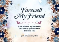 Floral Farewell Greeting Card Template  A6