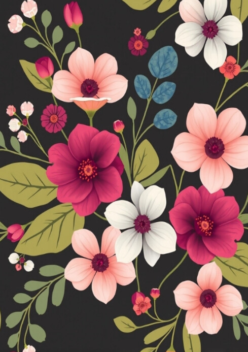 Copy of Floral Floral Pattern Design A4 | PosterMyWall