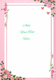 Pink Floral Frame A4 Template | PosterMyWall