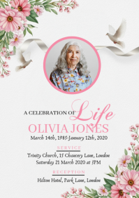 Floral Funeral Announcement A4 template