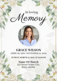 Floral Funeral Announcement A4 template