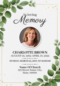 Floral Funeral Announcement A4 template
