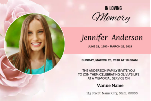 Floral Funeral Announcement Card Tatak template