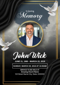 Floral Funeral Announcement Flyer Template A6