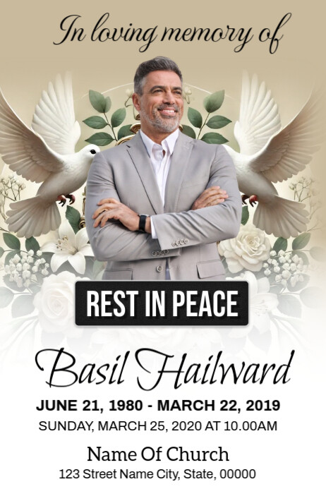 Floral Funeral Announcement Poster Template | PosterMyWall