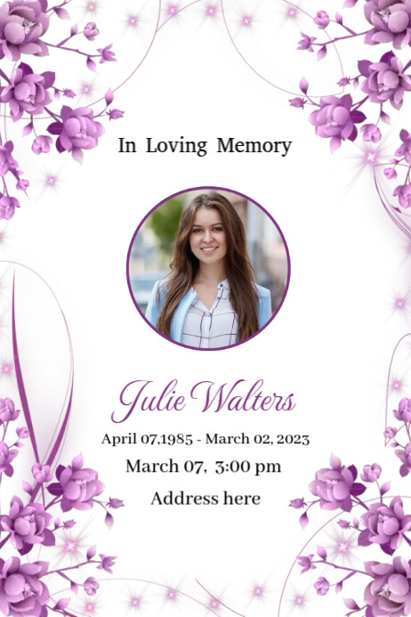 Floral Funeral Invitation banner Card (2) template