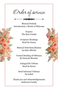 Floral Funeral Order Of Service Half Page Wide Media Página Ancho template
